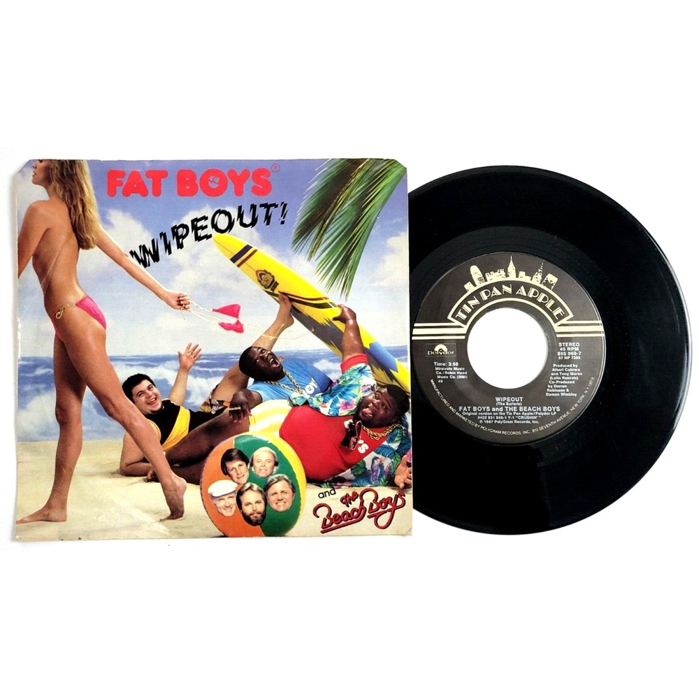 FAT BOYS & THE BEACH BOYS - WIPEOUT / CRUSHIN' - HIP HOP 45‎  W/PS